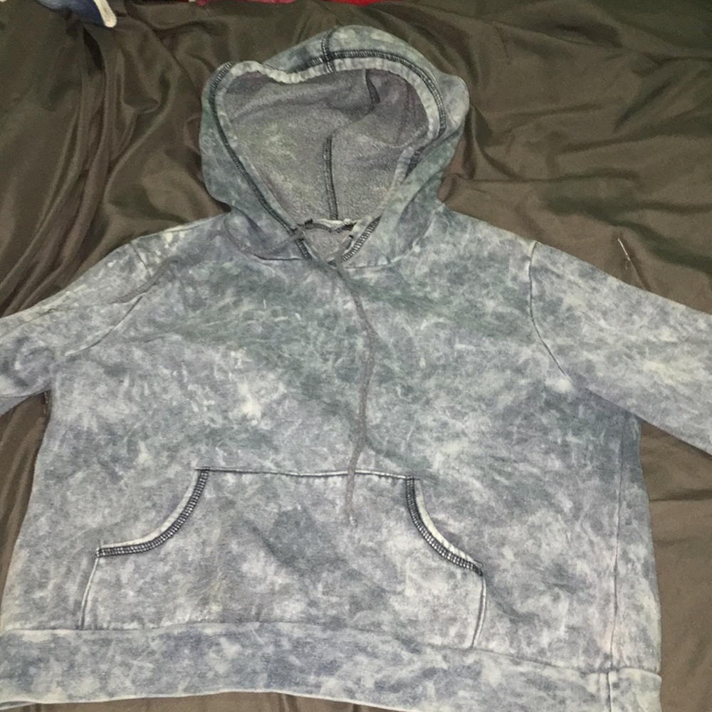 tie dye blue and white hoodie